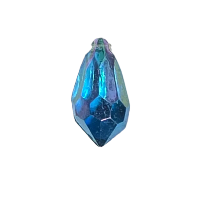 AB faceted plastic drop in Blue, translucent, sew-on, 6.5x13mm.