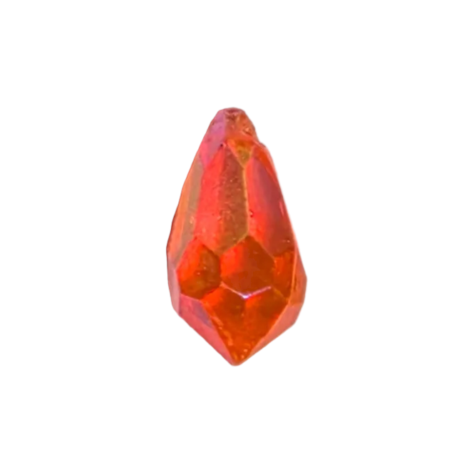 AB faceted plastic drop in Coral, translucent, sew-on, 6.5x13mm.