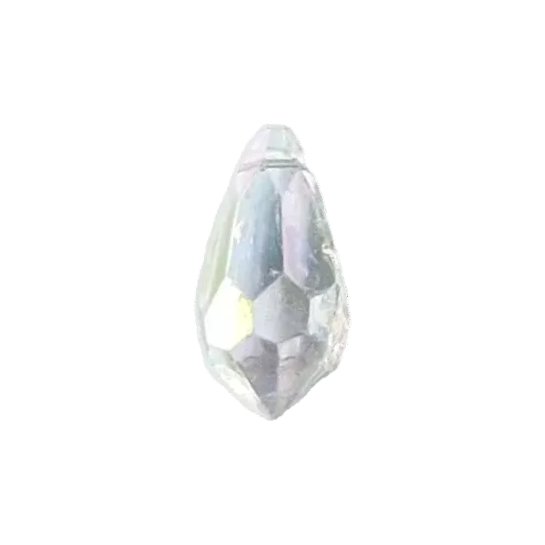 AB faceted plastic drop in Crystal, translucent, sew-on, 6.5x13mm.