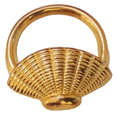 Metalized gold plastic basket flat back with handle, 27×31 mm.