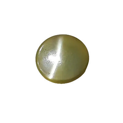 Front view of lime green dyed Troca shell button with natural nacre reflection and a self-shank attachment, 11.4mm.