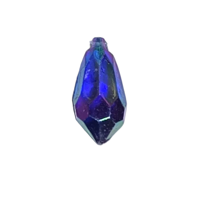AB faceted plastic drop in Midnight Blue, translucent, sew-on, 6.5x13mm.