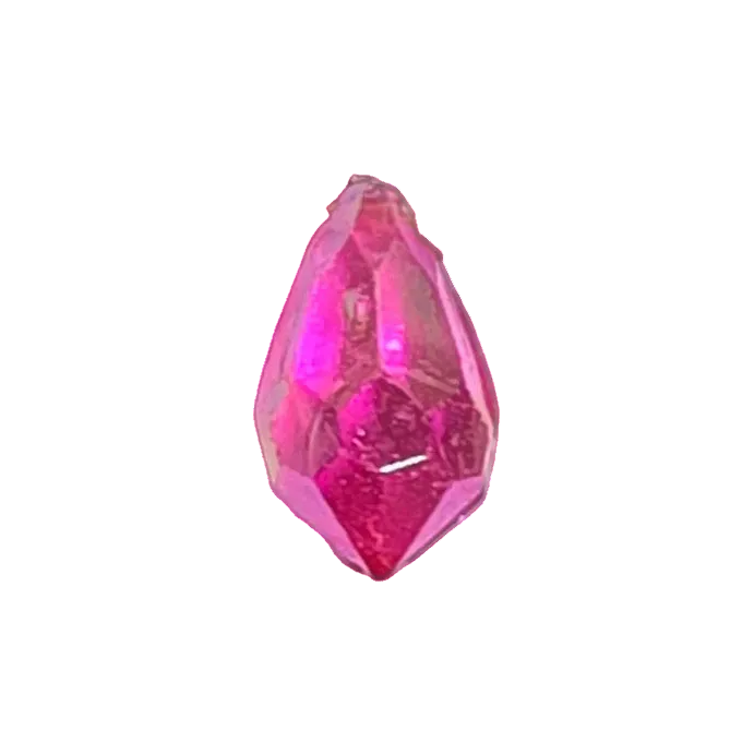 AB faceted plastic drop in Magenta, translucent, sew-on, 6.5x13mm.