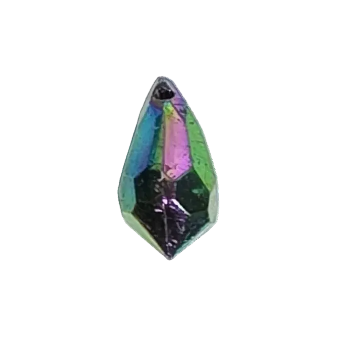 AB faceted plastic drop in Metallic, opaque, sew-on, 6.5x13mm.