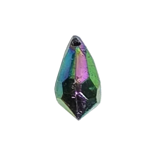 AB faceted plastic drop in Metallic, opaque, sew-on, 6.5x13mm.
