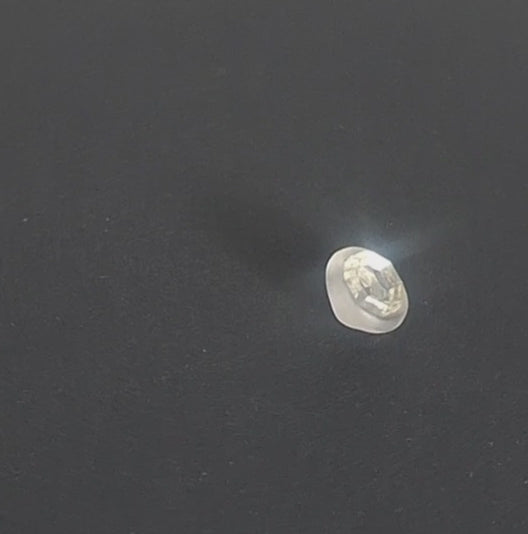 Mirrored glass button with raised hexagonal center inside frosted shell, 11.4mm, shown in video with light movement to display the mirrored finish and back.