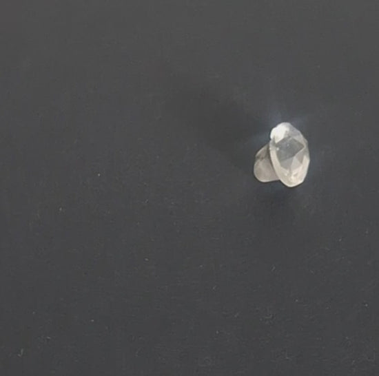 Mirrored glass button with oval jeweled design, 14mm, , shown in video with light movement to display the mirrored finish and back.