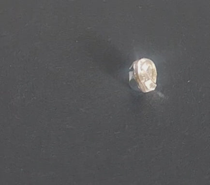 Oval convex mirrored glass button with silvered back and channel shank, 8×10mm, shown in video with light movement to display the mirrored finish and back.