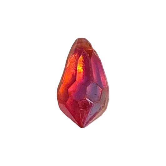AB faceted plastic drop in Ruby, translucent, sew-on, 6.5x13mm.