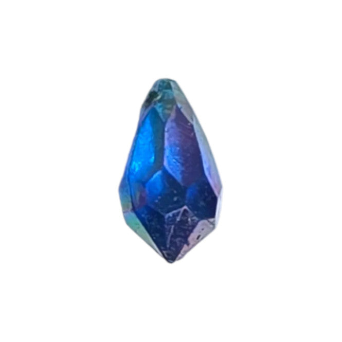 AB faceted plastic drop in Sapphire, translucent, sew-on, 6.5x13mm.