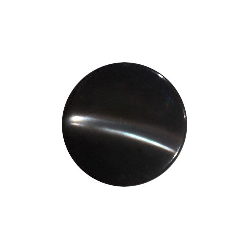 Front view of smoke Troca shell button with natural nacre reflection, self-shank, 13mm.