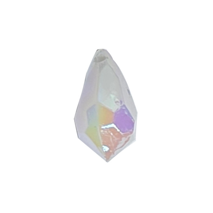 Three AB faceted plastic drop in White, opaque, sew-on, 6.5x13mm.