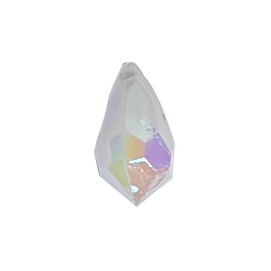 Three AB faceted plastic drop in White, opaque, sew-on, 6.5x13mm.
