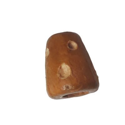 Tan wood cone bead with hand-painted polka dots, 8×10 mm.